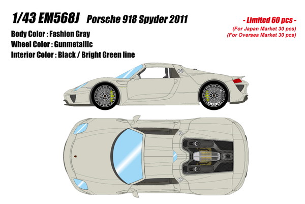 【送料無料】　EIDOLON COLLECTION 1/43 ポルシェ 918 スパイダー 2011 ファッショングレー 完成品ミニカー EM568J