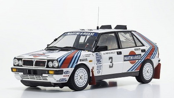 【送料無料】　京商オリジナル 1/18 ランチア デルタ HF 4WD オリンパス ラリー ウィナー 1987 #3 完成品ダイキャストミニカー KS08960E