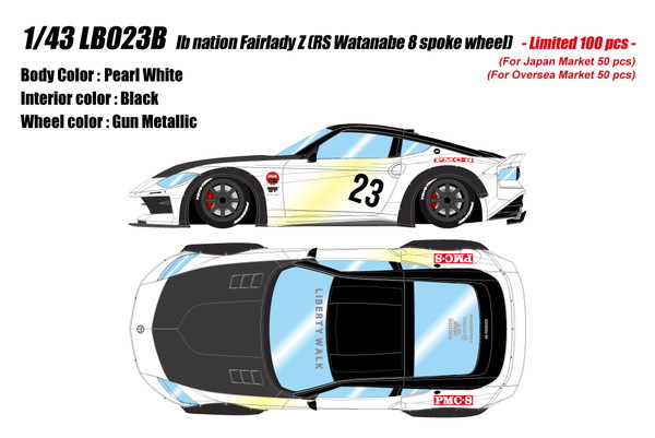 【送料無料】　EIDOLON 1/43 lb nation フェアレディ Z(RZ34) (RSワタナベ 8スポークホイール) パールホワイト 完成品ミニカー LB023B｜トイスタジアム1号店
