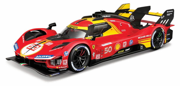 【送料無料】　Bburago 1/18 フェラーリ 499P ル・マン 2024 ウィナー No.50 ウィンドウボックス 完成品ダイキャストミニカー 18-16303R