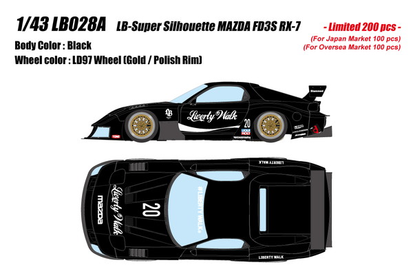【貨物輸送無料】 EIDOLON 1/43 LB-百貨店影ぼうし マツダ FD3S RX-7 黒いこと 成し遂げる品ミニカー LB028A