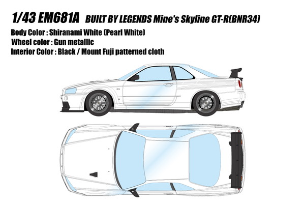 【送料無料】　EIDOLON 1/43 BUILT BY LEGENDS マインズ スカイライン GT-R(BNR34) シラナミホワイト 完成品ミニカー EM681A