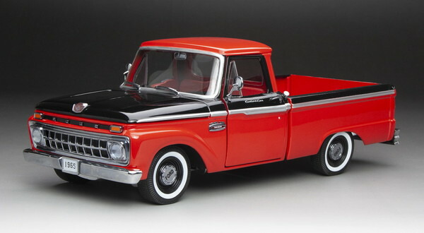 【送料無料】　SUNSTAR 1/18 1965 フォード F-100 カスタム キャブ ピックアップ Rangoon Red/Black 完成品ダイキャストミニカー 1304