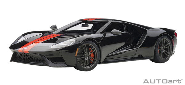 【貨物輸送無料】 AUTOart 1/18 ジェラルド・r・フォード GT 2017 黒いこと/オレンジ色・縞模様 成し遂げる品ミニカー 72945
