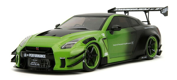 【貨物輸送無料】 JADA TOYS 1/18 PINK SLIPSつづき物 ニッサン GT-R (R35) Liberty Walk 緑であること/黒いこと 為し終わる品ダイキャストミニカー JADA35724 おもちゃ-ミニカー・トイカー