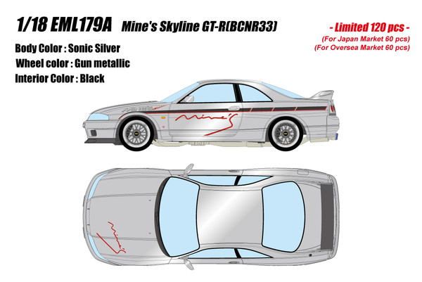 【貨物輸送無料】 EIDOLON 1/18 マインズ 地上地平 GT-R (BCNR33) ソニックしろがね色 遣っ付ける品ミニカー EML179A