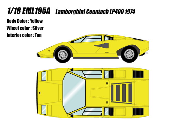 【送料無料】　EIDOLON 1/18 ランボルギーニ カウンタック LP400 1974 イエロー 完成品ミニカー EML195A｜トイスタジアム1号店