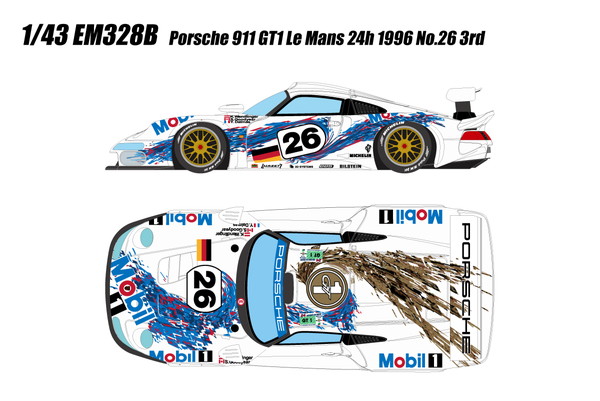 【貨物輸送無料】 EIDOLON 1/43 ポルシェ 911 GT1 ルマン24第四次元 1996 No.26 3位  成し遂げる品ミニカー EM328B