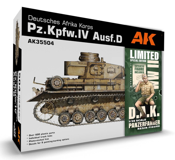 【貨物輸送無料】 AKインタラクティブ 1/35 WW.II ＦＲＧ軍 IV号特車 D型 アフリカ兵団遣りかた 特車兵図形嘱する プラモデル AK35504-A