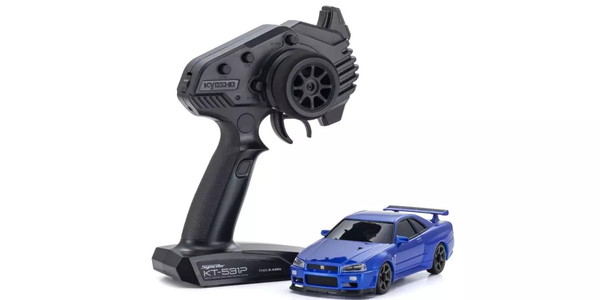 【6月発売予定を組む】 【貨物輸送無料】 京商 ミニッツAWD 日産 地上地平 GT-R R34 V.spec II ニュル メタリックブルー 遣っ付ける品電動R/C 32658MB
