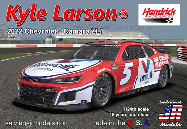 【送料無料】　サルビノスJRモデルズ 1/24 "カイル・ラーソン" #5 バルボリン シボレー カマロ NASCAR 2022 ネクストジェネレーション プラモデル HMC2022KLV｜トイスタジアム1号店