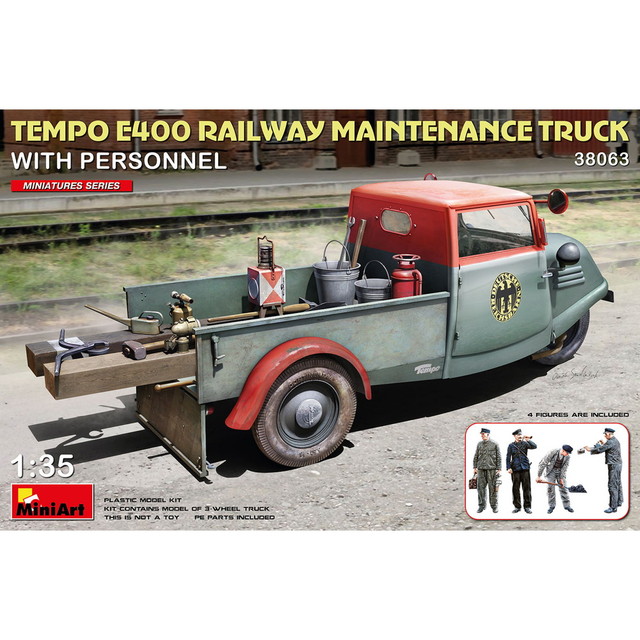 【送料無料】　ミニアート 1/35 1940-50年代 テンポ E400 鉄道整備トラック 作業員フィギュア 4体 ＆ 工具付属 プラモデル MA38063