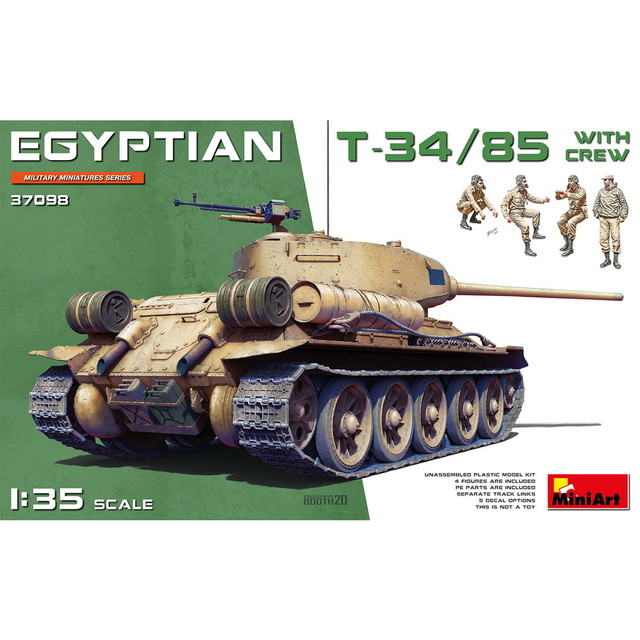 【送料無料】　ミニアート 1/35 エジプト軍 T-34/85 戦車兵フィギュア4体付属 プラモデル MA37098