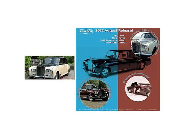 【貨物輸送無料】 PARAGON 1/18 一巻き･スロイス 気違いトム V 1964 メイソンズブラック / 象牙色 LHD 切り上げる品ダイキャストミニカー PA98219