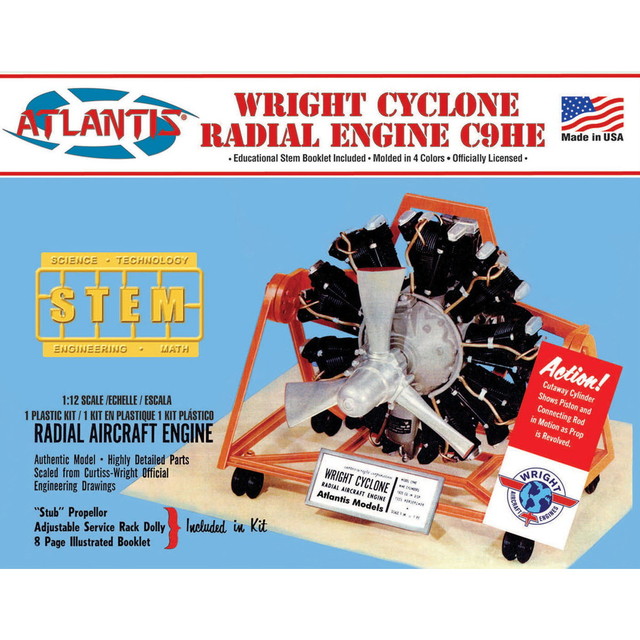 【送料無料】　アトランティス 1/12 ライト サイクロン 9気筒星型エンジン プラモデル AMCM6052