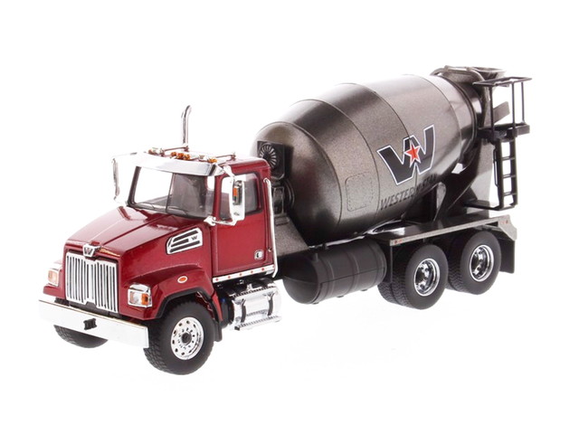 【貨物輸送無料】 DIECAST MASTERS 1/50 Western Star 4700 空想科学小説 混凝土ミキサー メタリックレッドキャブ／ガンメタリックダンプボディ 遣っ付ける品ダイキャストミニカー 71033