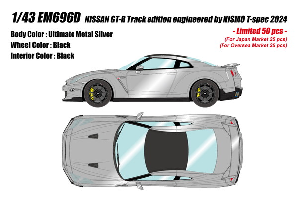 【送料無料】　EIDOLON 1/43 NISSAN GT-R Track edition engineered by NISMO T-spec 2024 アルティメイトメタルシルバー 完成品ミニカー EM696D｜トイスタジアム1号店