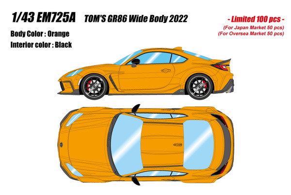 【送料無料】　EIDOLON 1/43 トムス GR86 ワイドボディ 2022 オレンジ 完成品ミニカー EM725A