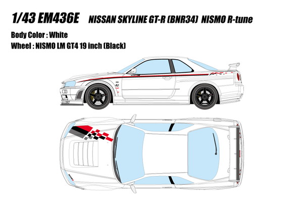 【送料無料】　EIDOLON 1/43 日産 スカイラインGT-R (BNR34) NISMO R-tune ホワイト 完成品ミニカー EM436E