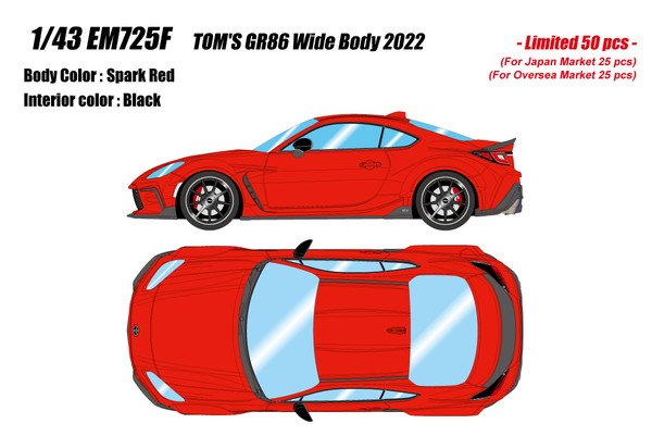 【送料無料】　EIDOLON 1/43 トムス GR86 ワイドボディ 2022 スパークレッド 完成品ミニカー EM725F