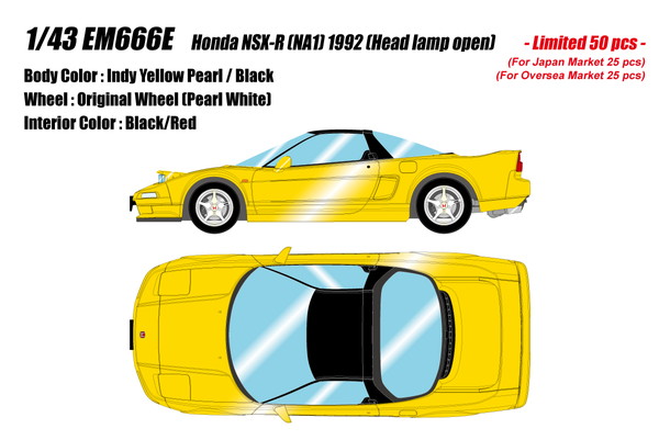 【送料無料】　EIDOLON 1/43 ホンダ NSX-R (NA1) 1992 ヘッドランプオープン インディイエローパール 完成品ミニカー EM666E｜トイスタジアム1号店
