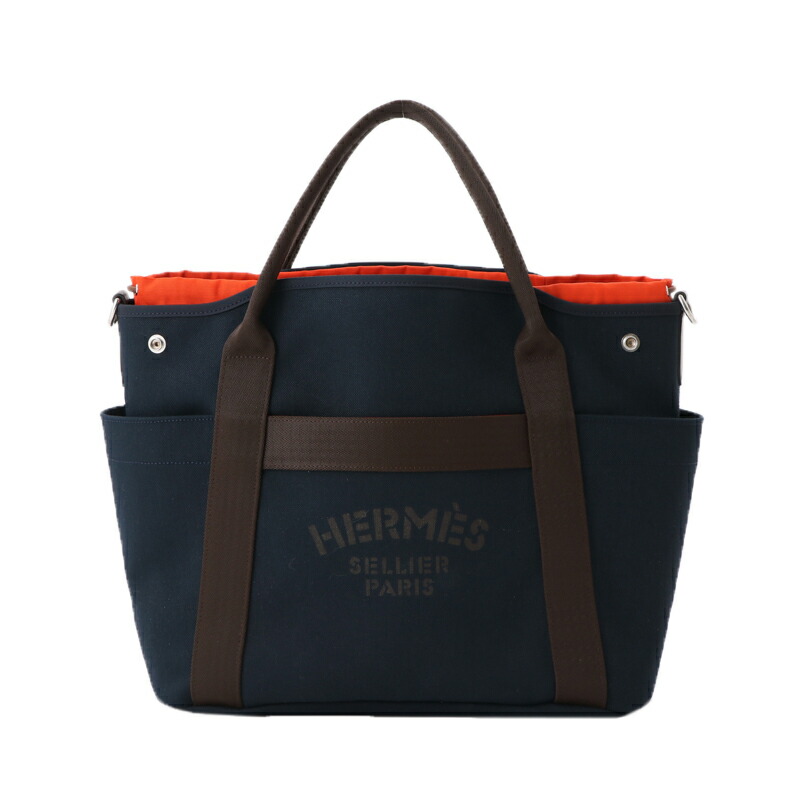 楽天市場 エルメス Hermes サックド パンサージュ グルーム キャンバス ネイビー トートバッグ ショルダーバッグ メンズ 中古 Okura おお蔵 楽天市場店