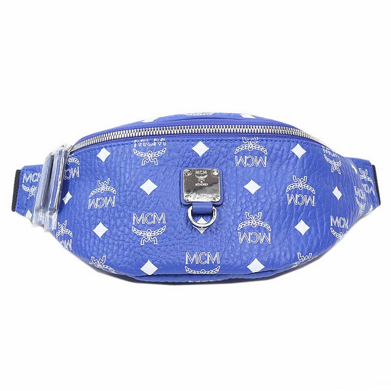 blue mcm fanny pack