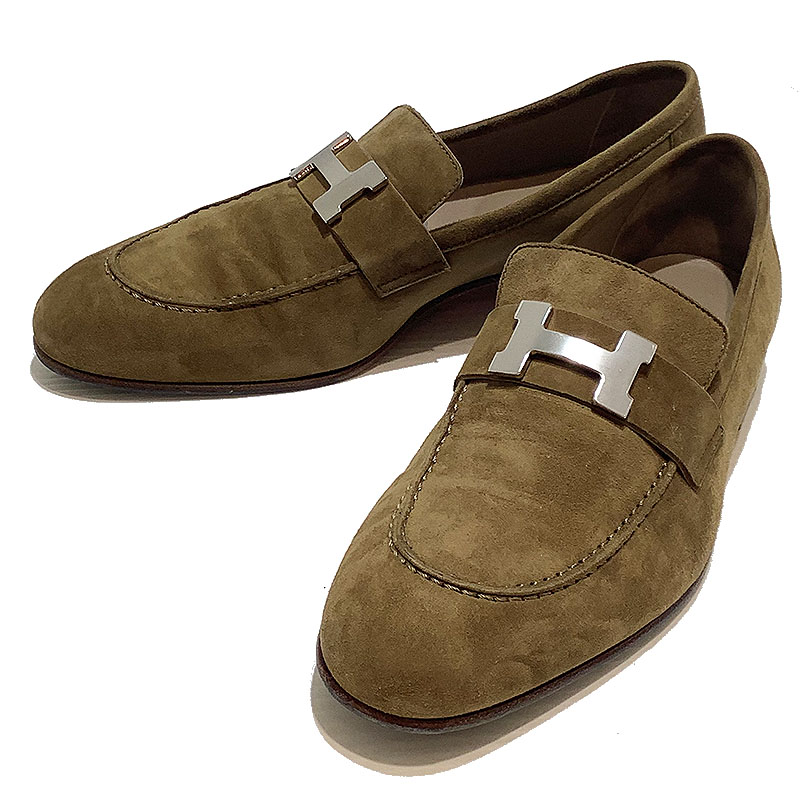 楽天市場 エルメス Hermes スエードローファー 1491zh サイズ39 5 カーキ ローファー メンズ 中古 Okura おお蔵 楽天市場店