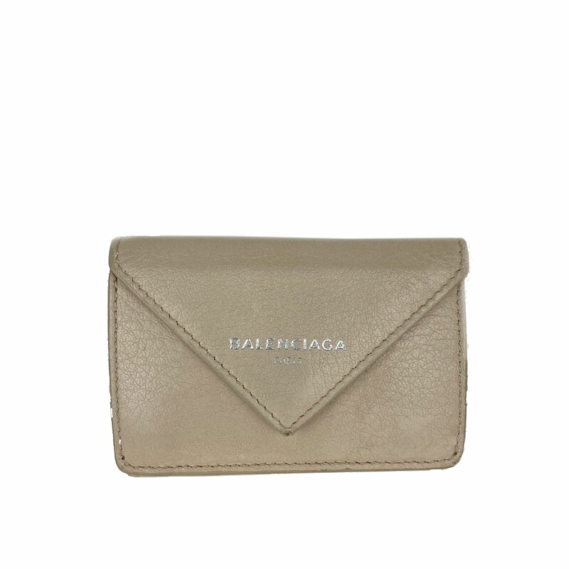 バレンシアガ Balenciaga 懐紙ミニウォレット ベージュ 皮革 三つ曲がり目金入れ 中古 バレンシアガ 三つ折り財布 送料無料 Newsnowth Com