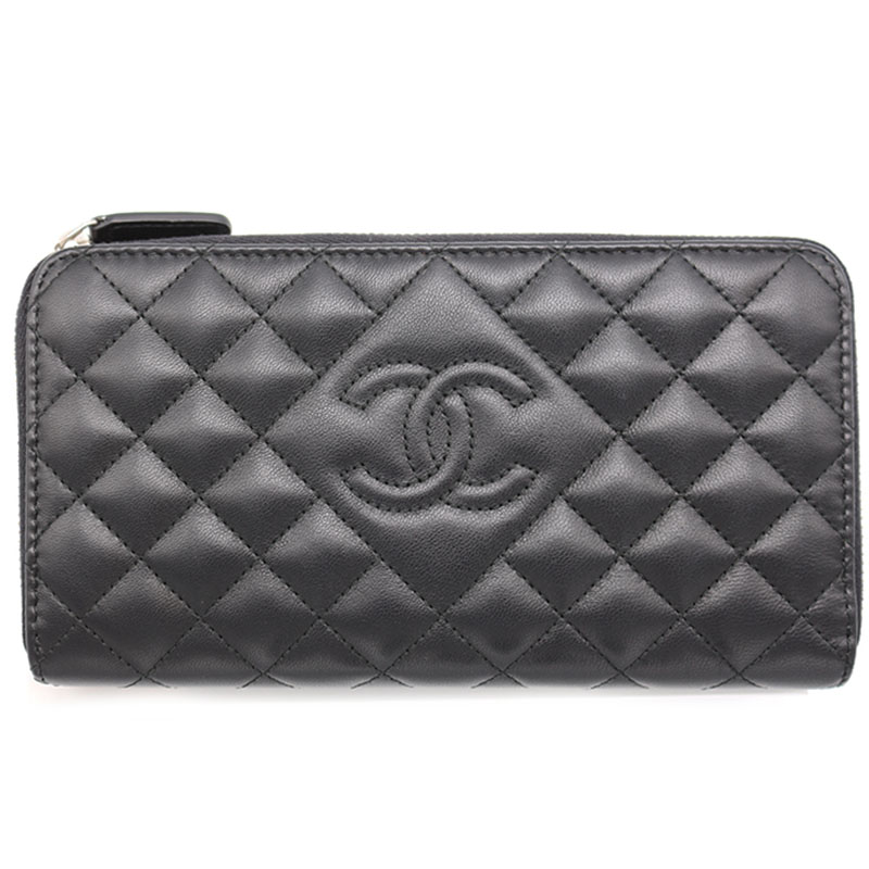 シャネル Chanel マトラッセ ココマーカー ロングウォレット A ネグロイド 金具 レディース リーダパース 中古 Saboramalaga Es