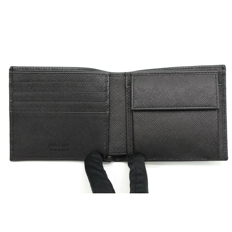 プラダ Prada サフィアーノ トライアングル 二つ折り財布 2m0738 ブラック メンズ 二つ折り財布 中古 Vmaphotographystudios Com