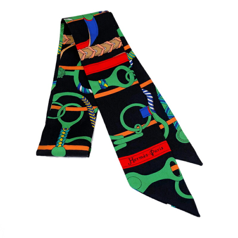 楽天市場 エルメス Hermes ツイリー ブラック グリーン マルチ レディース ファッション雑貨 中古 Okura おお蔵 楽天市場店