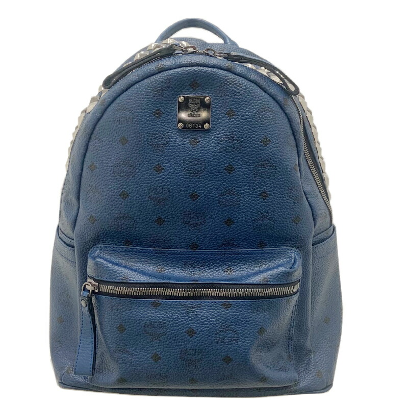 エム シー MCM スタッズ バックパック ブルー リュック デイパック
