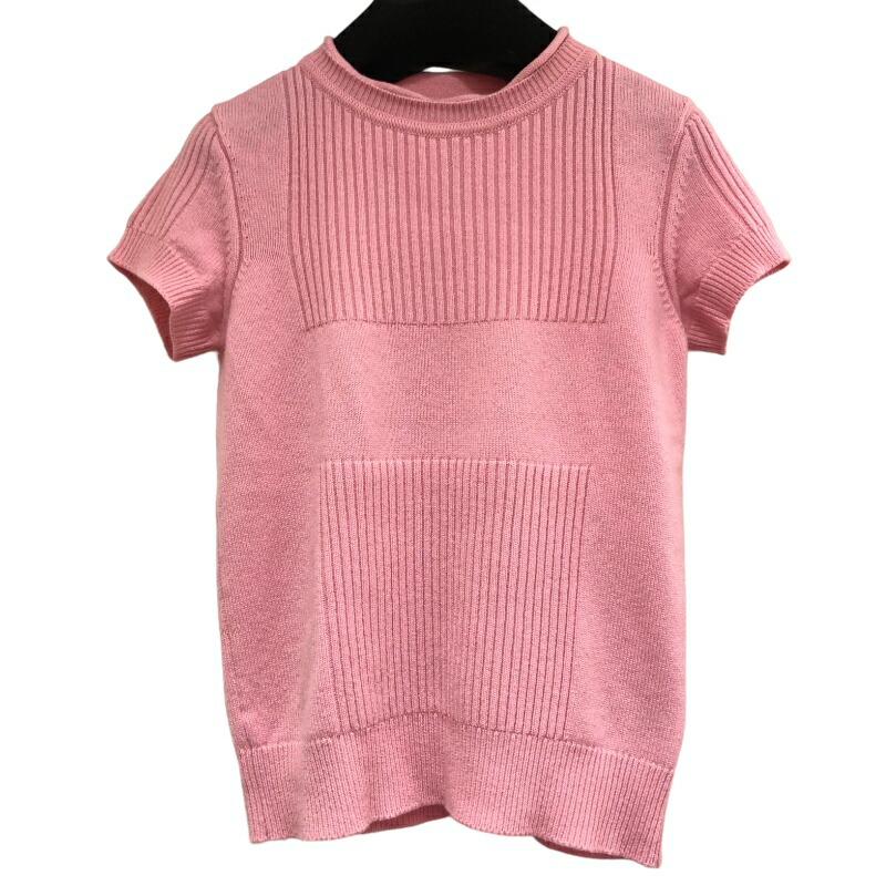 【美品】HERMES ニット セーター 半袖　カシミヤ 34 XS 美品】HERMES ニット セーター 半袖 カシミヤ 34 XS