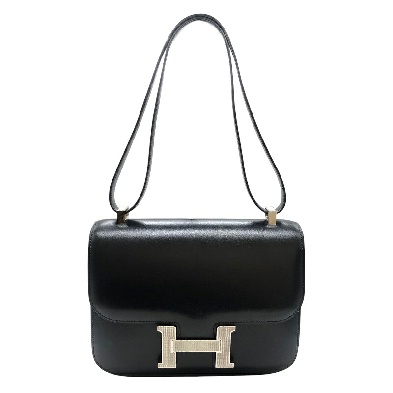 エルメス HERMES コンスタンス23 □G刻 ブラック シルバー金具 ボックスカーフ・ギロッシュ ショルダーバッグ【中古】
