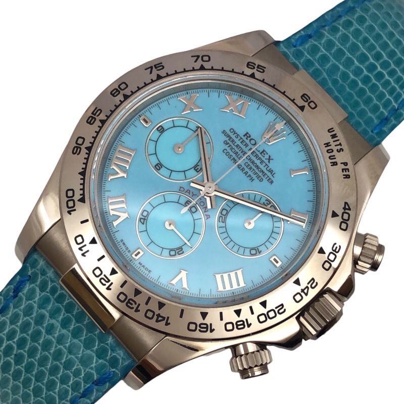 ロレックスROLEXデイトナビーチターコイズ116519ターコイズK18WG/革ベルト自動巻きメンズ腕時計【中古】