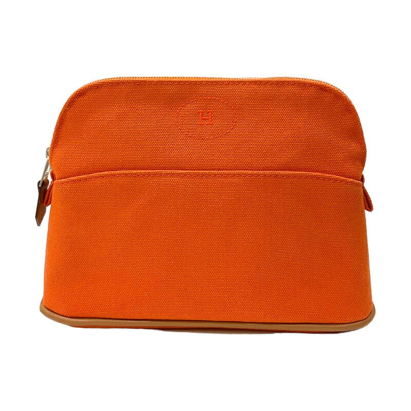 エルメス HERMES ボリードポーチ15 オレンジ トワル ユニセックス  
