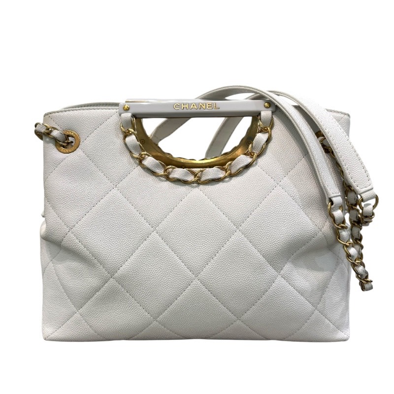 シャネル CHANEL チェーン店肩先 白いこと×ゴールド金具 キャビアひと肌 レディース ショルダーバッグ【中古】 バッグ-バッグ・小物・ブランド雑貨-ショルダーバッグ・メッセンジャーバッグ