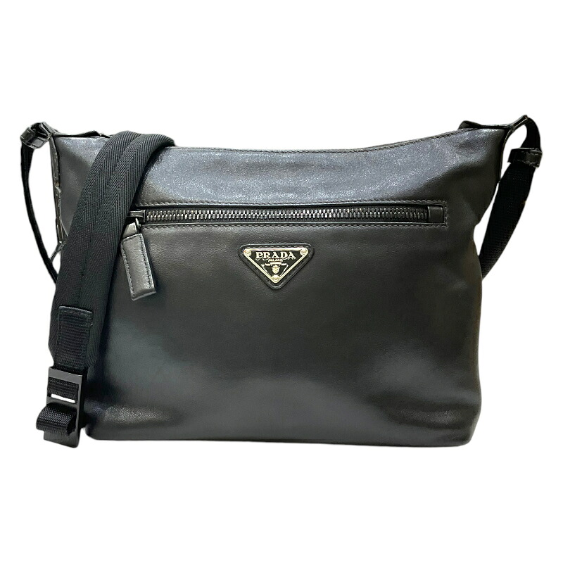 プラダ PRADA ショルダーバッグ 2VH078 ブラック レザー レディース ショルダーバッグ【中古】