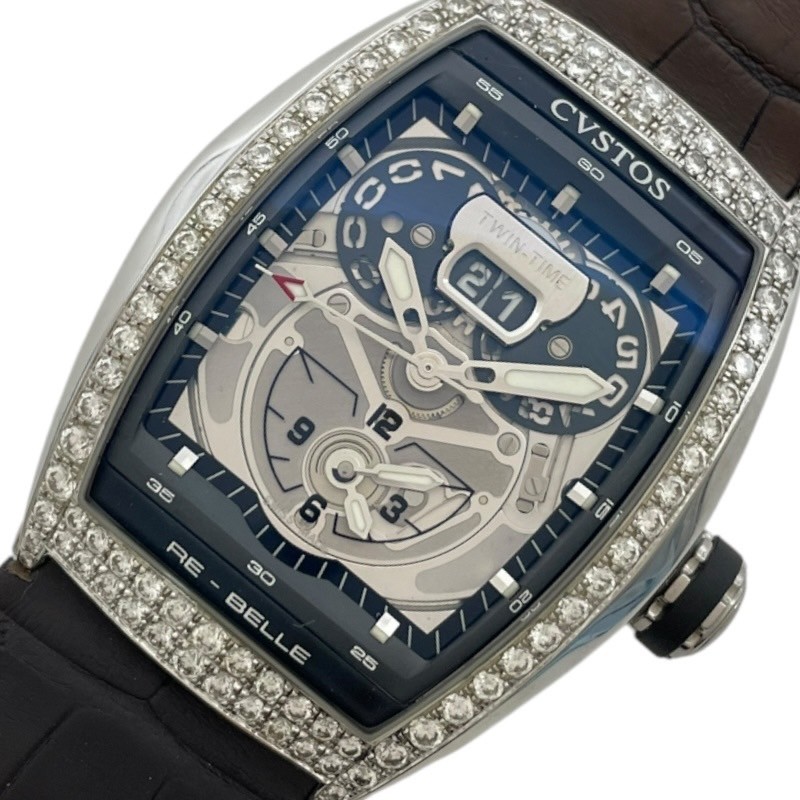 クストス CVSTOS リベルツインタイム SS/革ベルト 自動巻き メンズ 腕時計【中古】