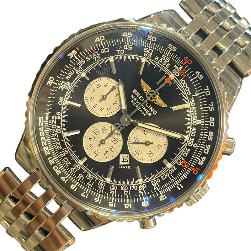 ブライト輪っか BREITLING ナビタイマー ヘリテージ クロノグラフ A35350 しろがね色 ステンレス鋼スチール写真 メンズ ウオッチ【中古】 腕時計-メンズ腕時計