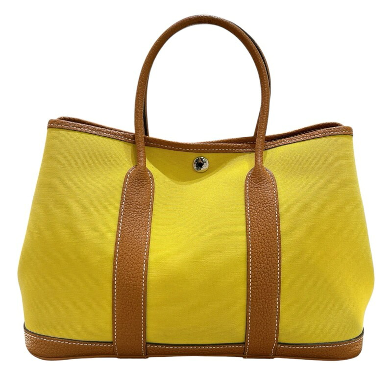 エルメス HERMES ガーデンパーティTPM X刻 イエローゴールド　シルバー金具 ネゴンダ・トワル レディース トートバッグ【中古】｜OKURA（おお蔵）店