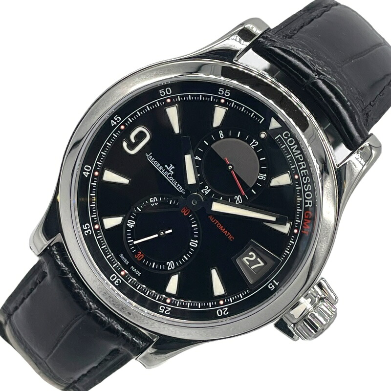 ジャガー・ルクルト JAEGER-LE COULTRE マスターコンプレッサー GMT 146.805 (Q1738471) ブラック SS/アリゲーターレザーベルト メンズ 腕時計【中古】