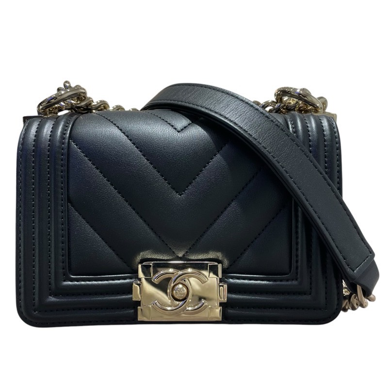 シャネル CHANEL ミニボーイシャネル15 Vぬい目 A67364 黒いこと/GD金具 カーフスキン レディース ショルダーバッグ【中古】 レディースバッグ-バッグ・小物・ブランド雑貨