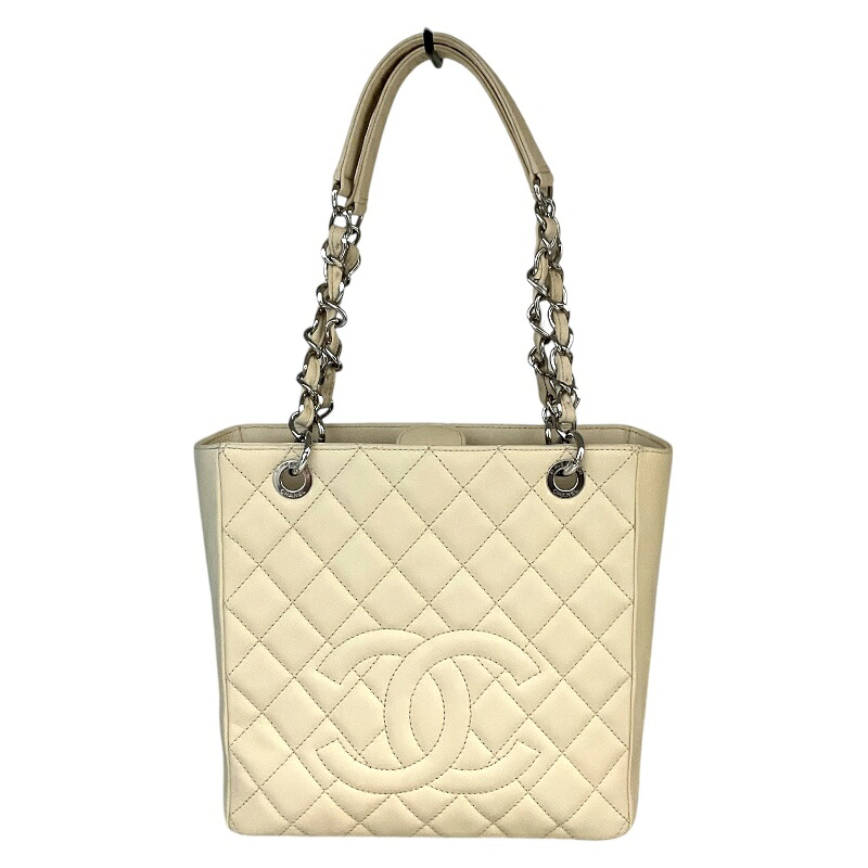 シャネル CHANEL ＰＳＴチェーントートバッグ A50994 クリーム/シルバー金具 キャビア レディース トートバッグ【中古】
