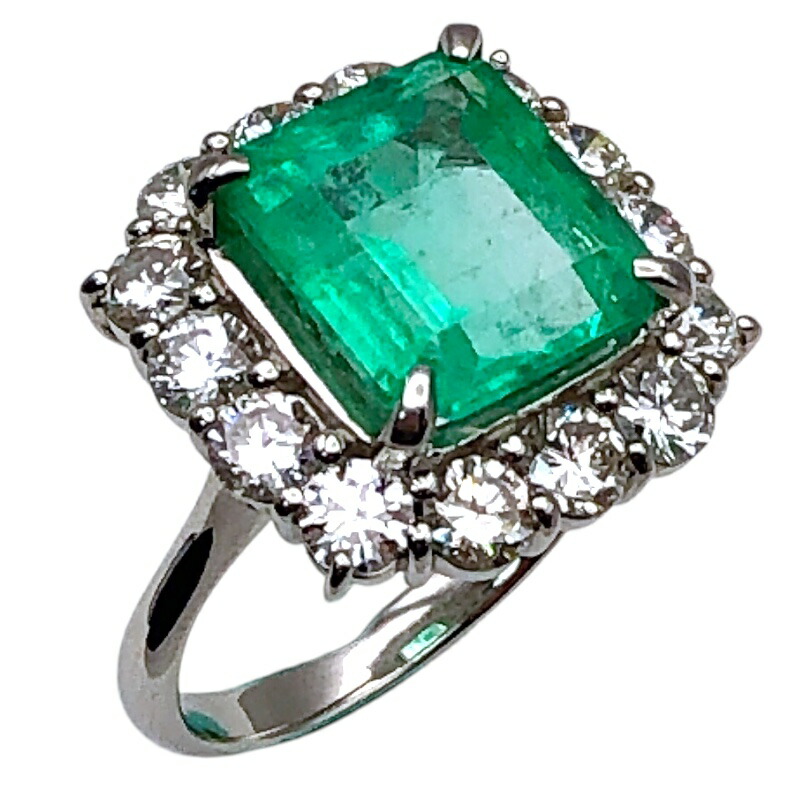 売切！ノーブランド　pt900 指輪 エメラルド ダイヤモンド E0.54ct 楽天市場】【中古】 ジュエリー エメラルド ダイヤモンド リング