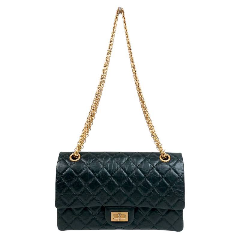 シャネル CHANEL 2.55フラップバッグ A37586 25番台 ブラック ゴールド金具 エイジドカーフ レディース ショルダーバッグ【中古】
