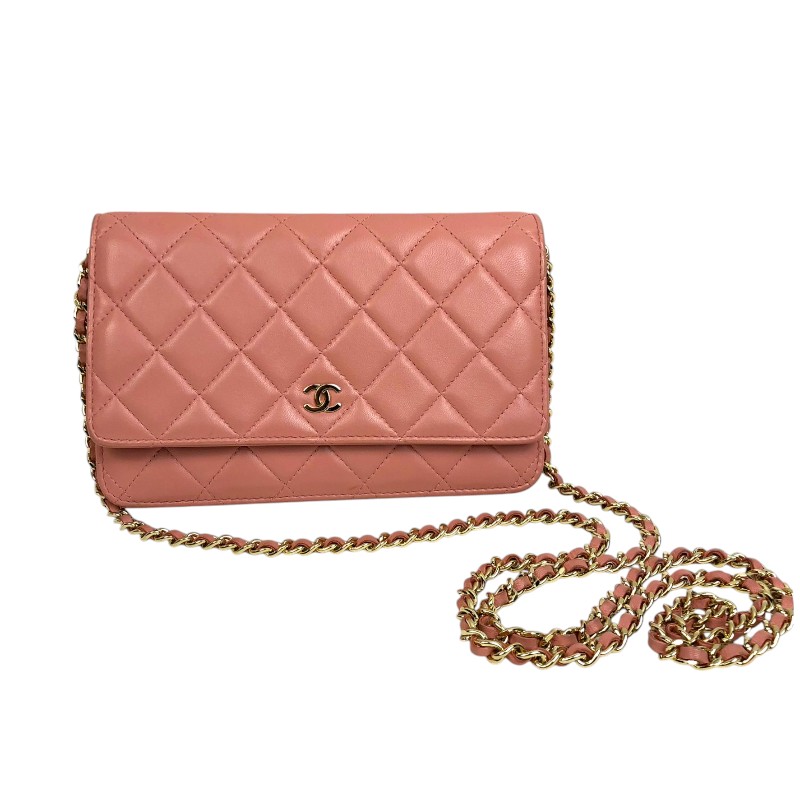 シャネル CHANEL マトラッセチェーンウォレット A33814 ピンク ゴールド金具 ラムスキン レディース ショルダーバッグ【中古】