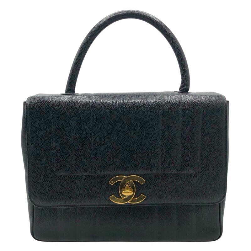 シャネル CHANEL ターンロックマドモアゼルハンドバッグ ブラック　ゴールド金具 キャビアスキン レディース ハンドバッグ【中古】