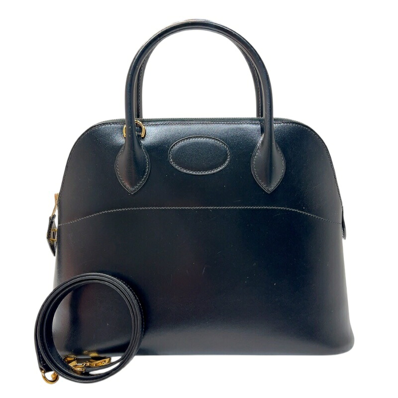 エルメス HERMES ボリード31 □F刻印　(2002年製) ブラック　ゴールド金具 ボックスカーフ レディース ハンドバッグ【中古】